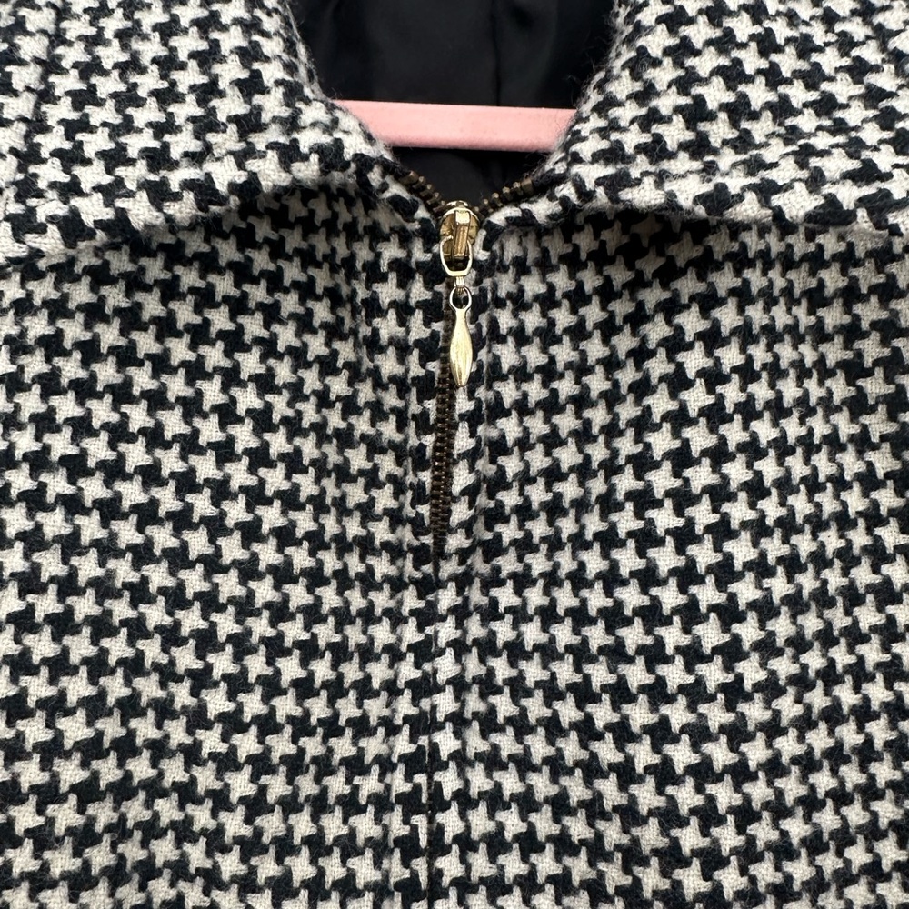 Vintage Black & White Houndstooth Zip-Front Women's Jacket - Picture 3 of 7